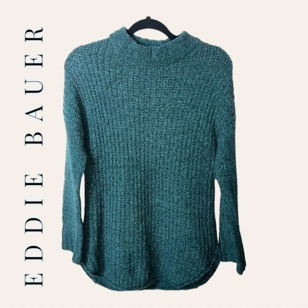 0205W. EDDIE BAUER KNITTED LONG‎ SLEEVE SWEATER MOCK NECKLINE SIZE SMALL